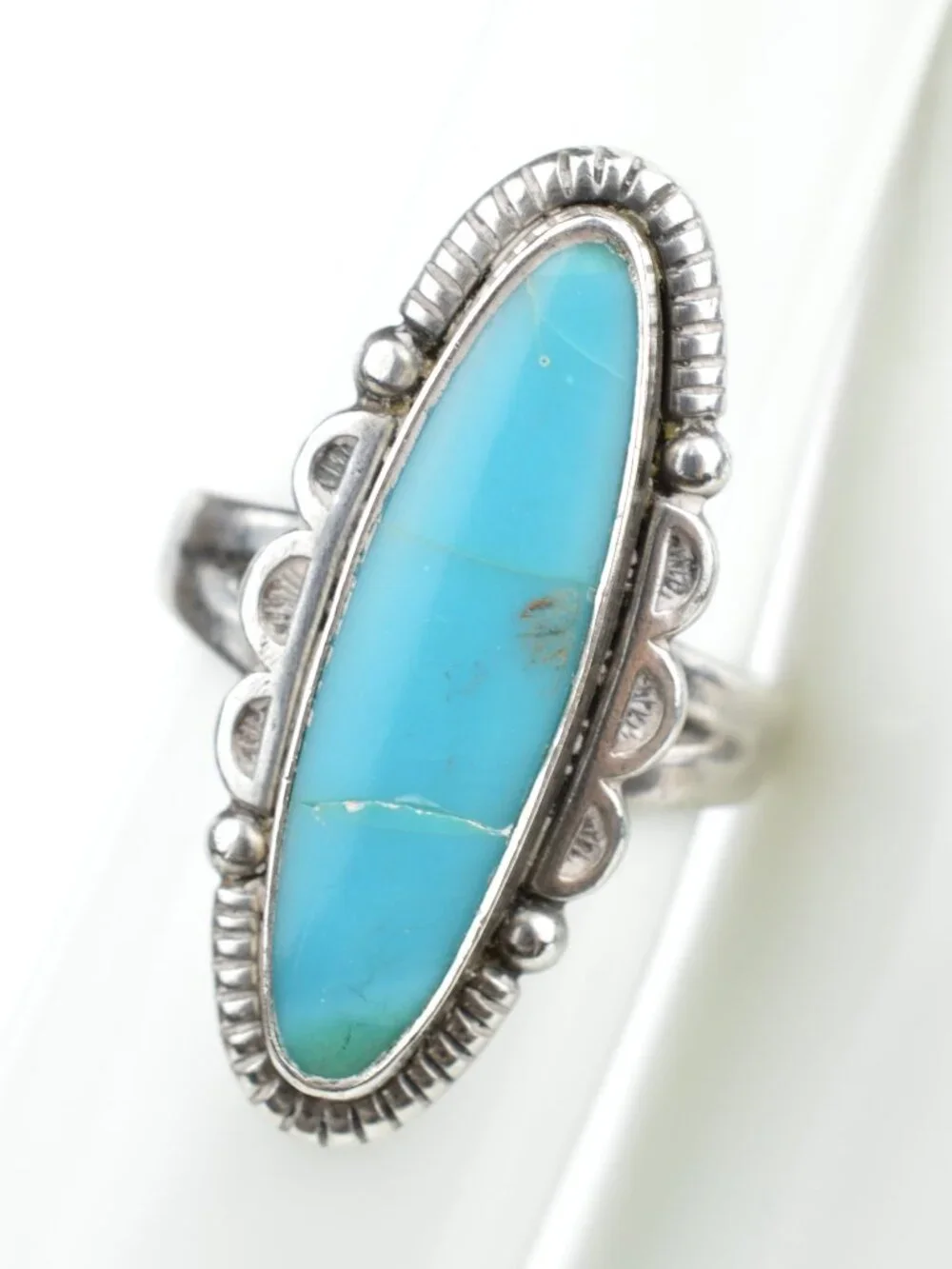 Vintage Bell Trading Post Sterling Silver Turquoise Ring Size 5.25 Southwestern